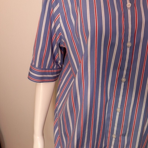 Lauren Ralph Lauren blue striped cotton shirt XL tunic top career summer office - Picture 3 of 6